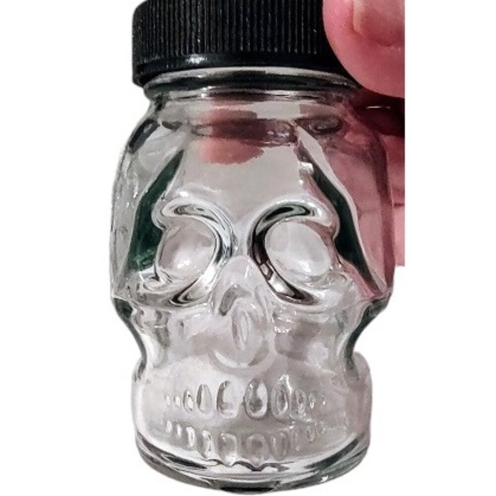 5 Skull Jars with Lids 4.5 oz Clear Glass - Picture 4 of 7